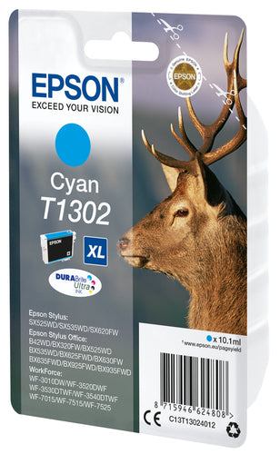 Epson Stag Singlepack Cyan T1302 DURABrite Ultra Ink Epson Stag Singlepack Cyan T1302 DURABrite Ultra Ink